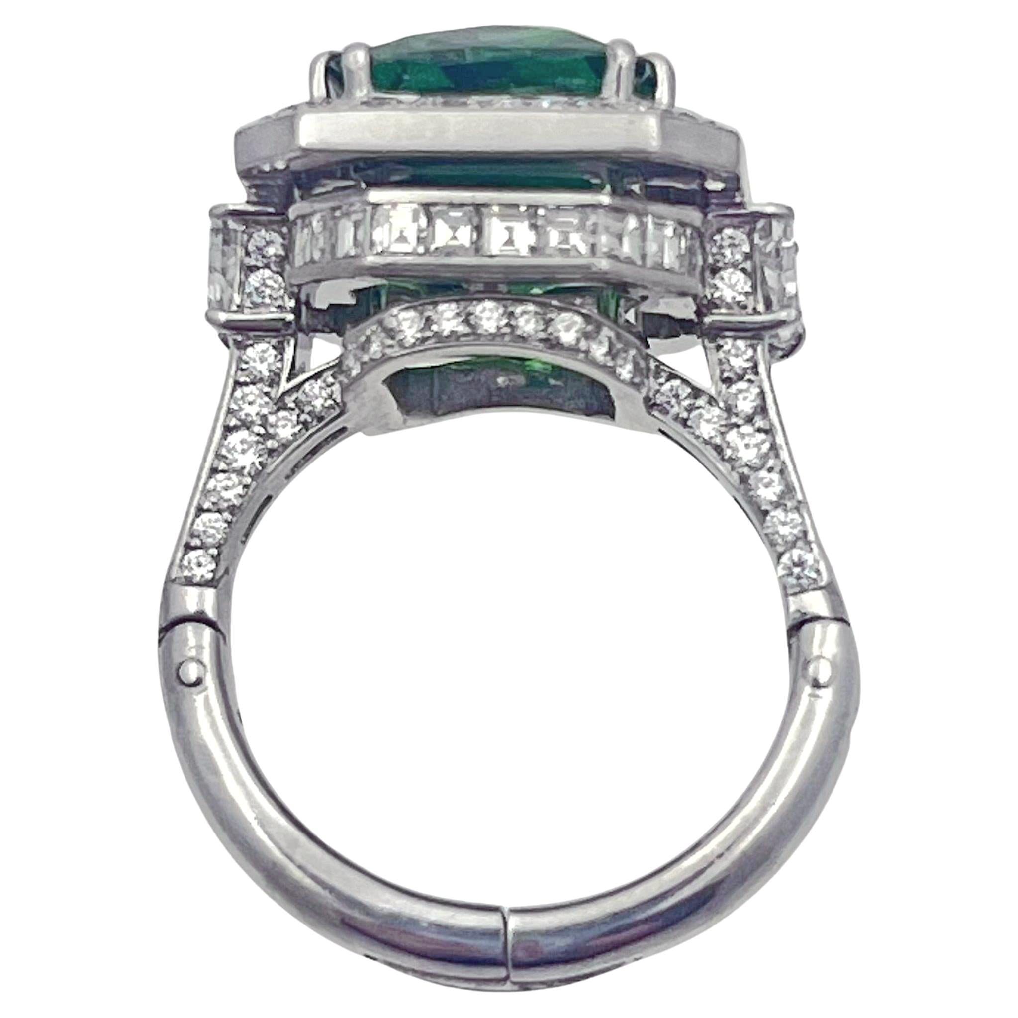 Robert Procop Platinum Tsavorite Garnet Diamond Ring In Excellent Condition For Sale In Palm Beach, FL