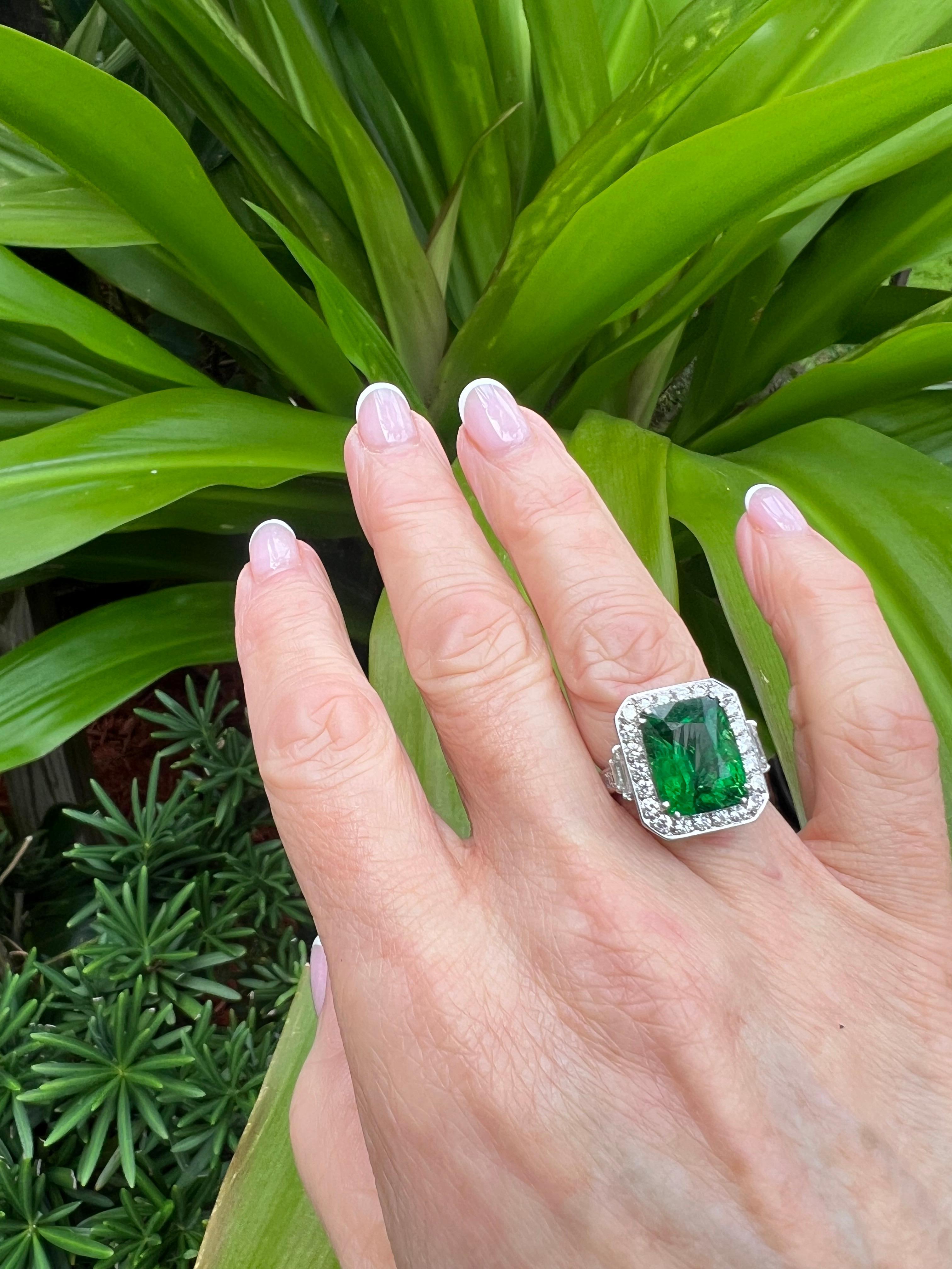 Robert Procop Platinum Tsavorite Garnet Diamond Ring For Sale 1