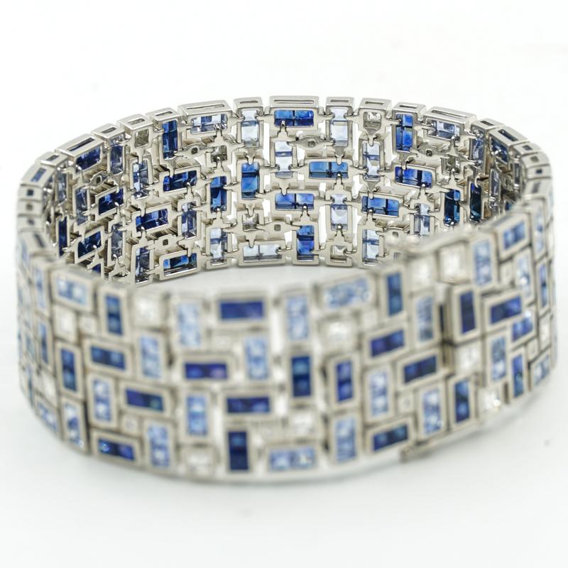 Radiant Cut Robert Procop Sapphire and Diamond Bracelet in Platinum