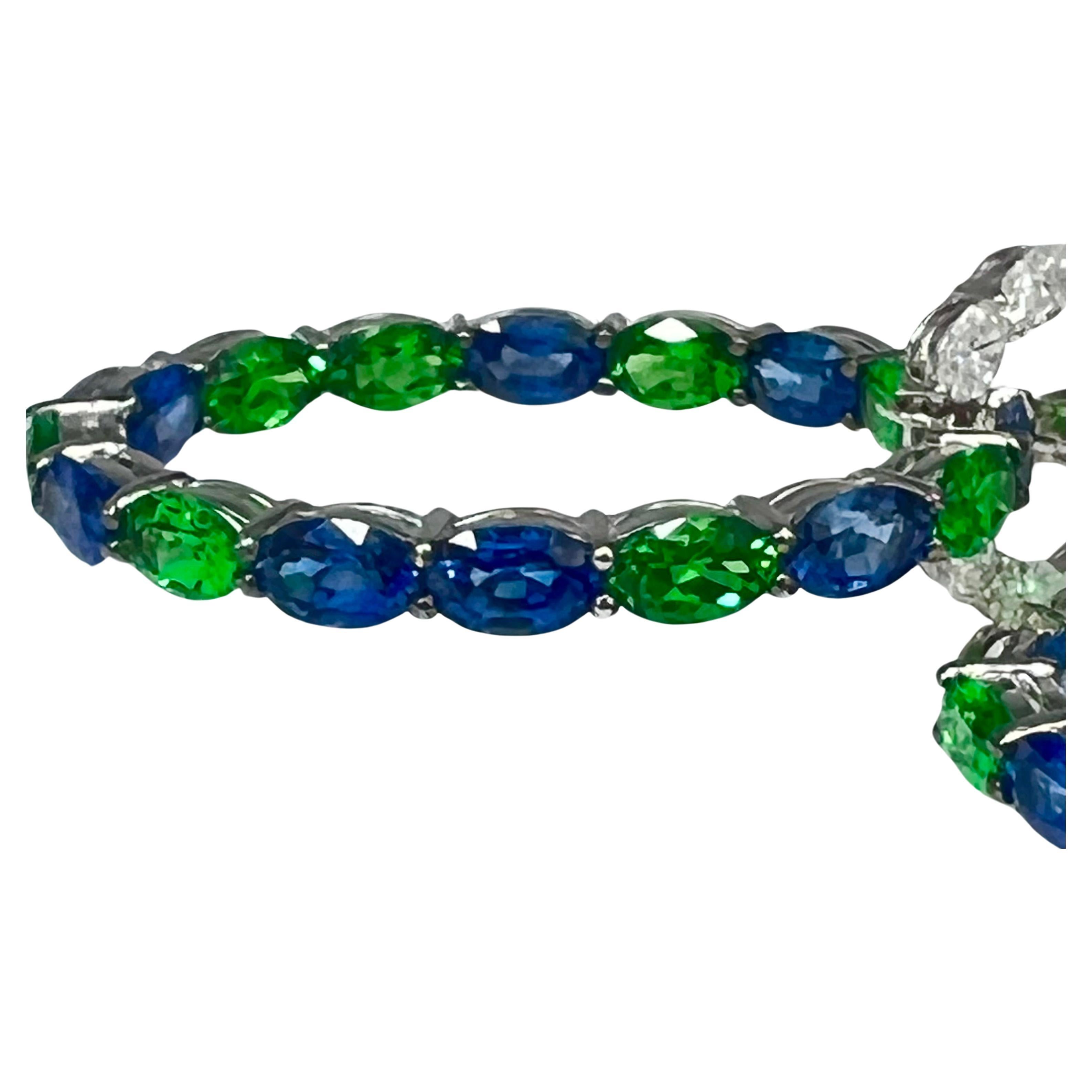 Modern Robert Procop Tsavorite Sapphire Diamond American Glamour Earrings