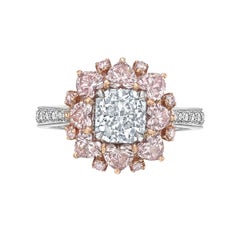 Robert Procop Very Light Blue and Pink Diamond Cluster Ring