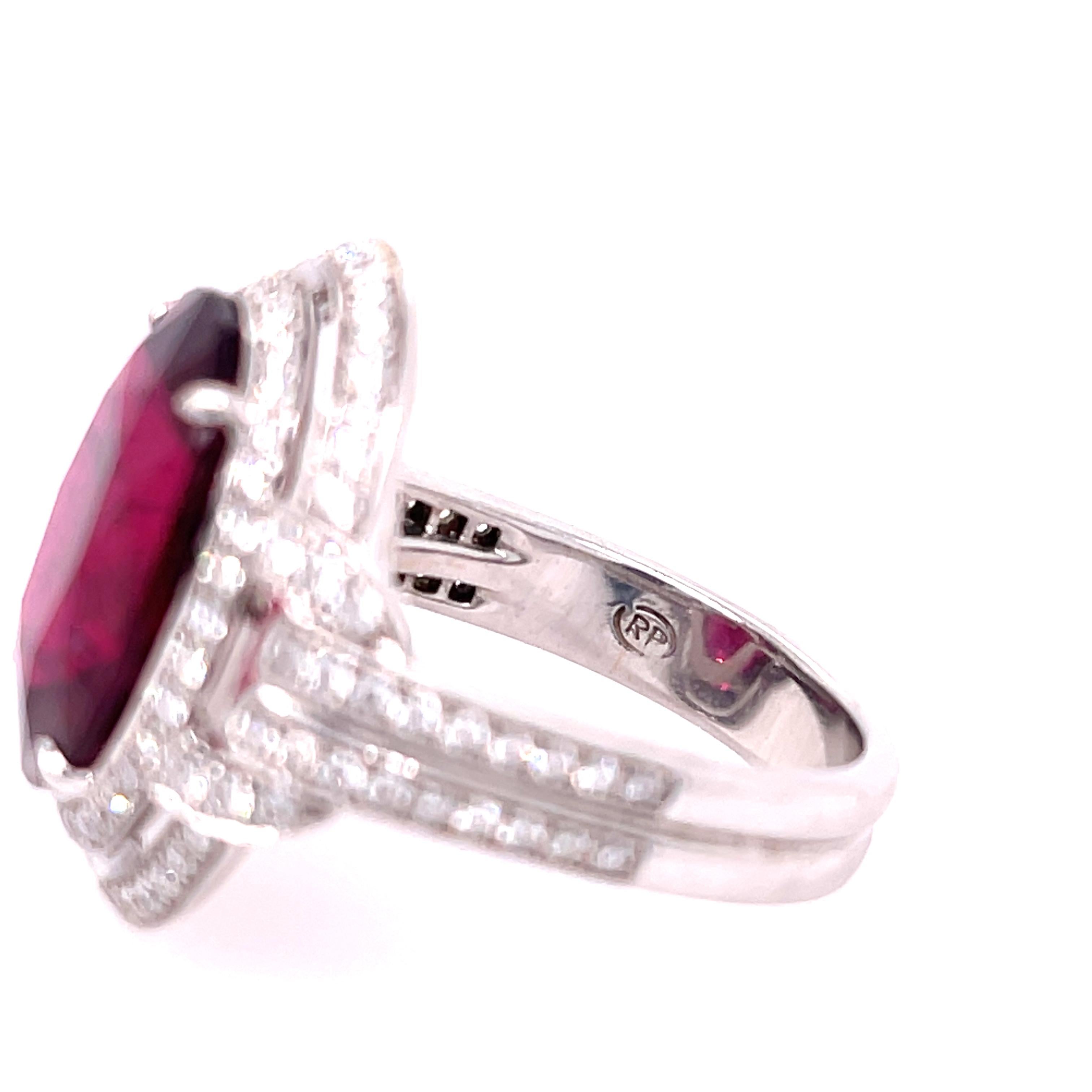 Modern Robert Procop White Gold Rubellite Tourmaline Ring with Diamonds
