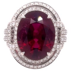 Robert Procop White Gold Rubellite Tourmaline Ring with Diamonds