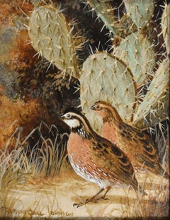 "QUAILS AND CACTI" TEXAS WILDLIFE
