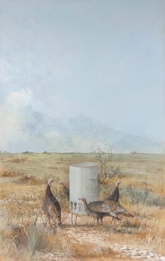 "TURKEY TIME" TEXAS WILD TURKEY AT FEEDER RANCH HUNTING WILDLIFE CASTROVILLE ART