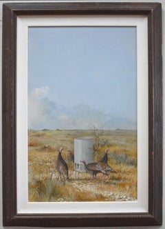 "TURKEY TIME" TEXAS WILD TURKEY AT FEEDER RANCH HUNTING WILDLIFE CASTROVILLE ART