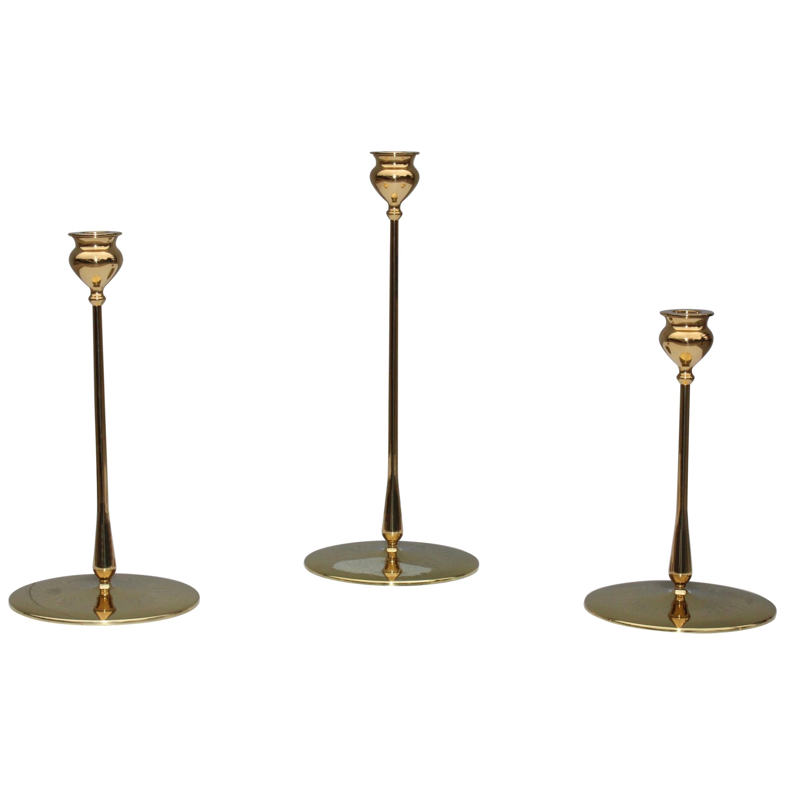 Robert R Jarvie Style Brass Candlesticks By Virginia Metalcrafters