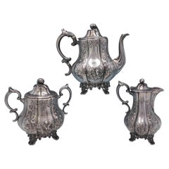 Vintage Robert Rait and Charters Cann and Dunn Coin Silver Tea Set 3pc 3-D Finial