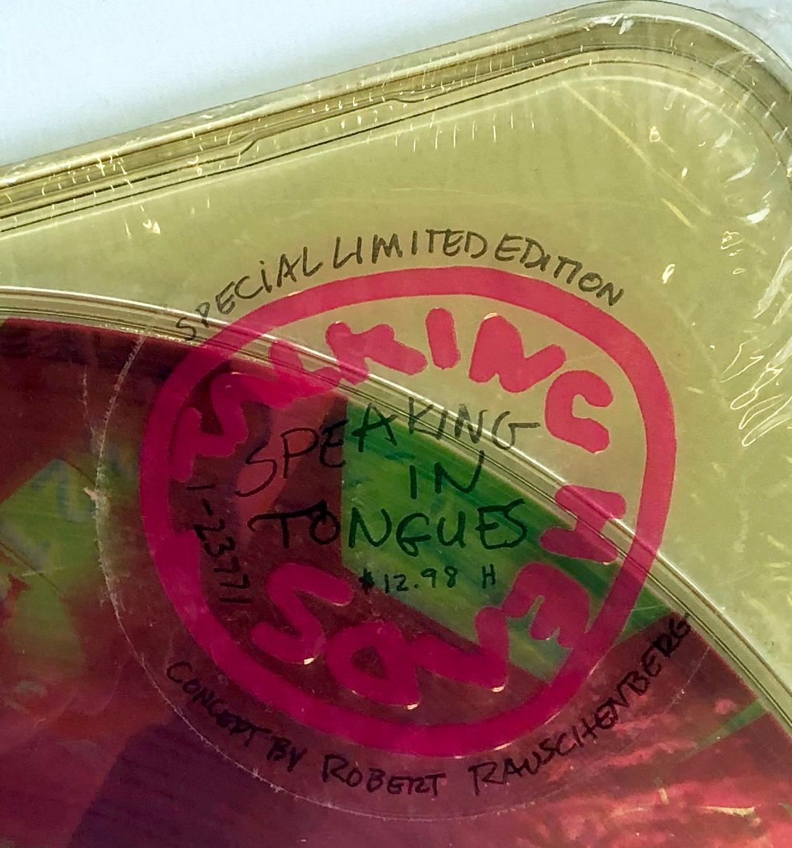 Rare unopened Robert Rauschenberg designed Talking Heads Speaking in Tongues: 
In 1983, legendary pop artist Robert Rauschenberg designed the album cover for Talking Heads’ acclaimed studio album, Speaking in Tongues.  Rauschenberg’s design features