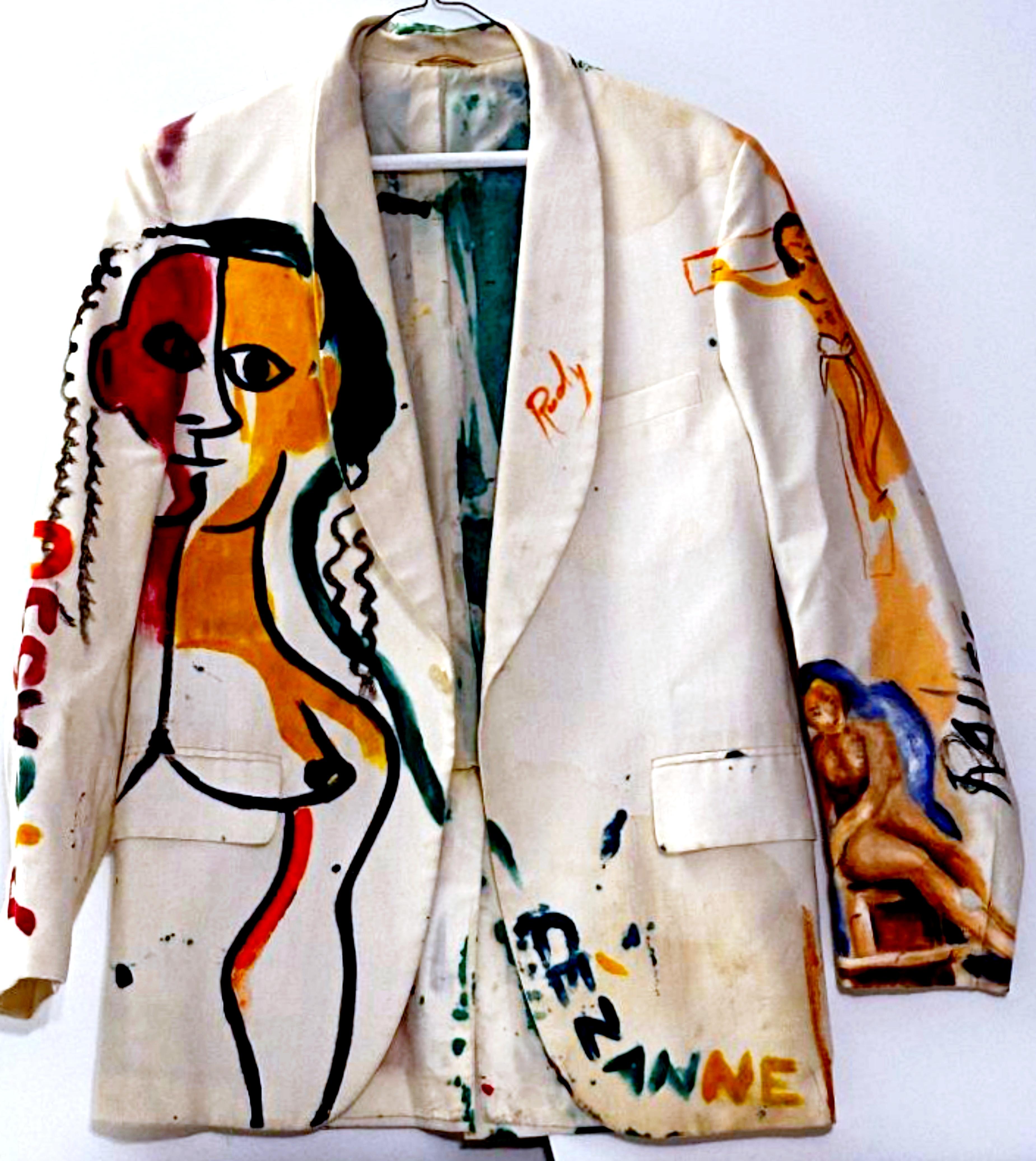 Giacca d'arte dipinta: Picasso, Cezanne & Monet, firmata a mano da Robert Rauschenberg