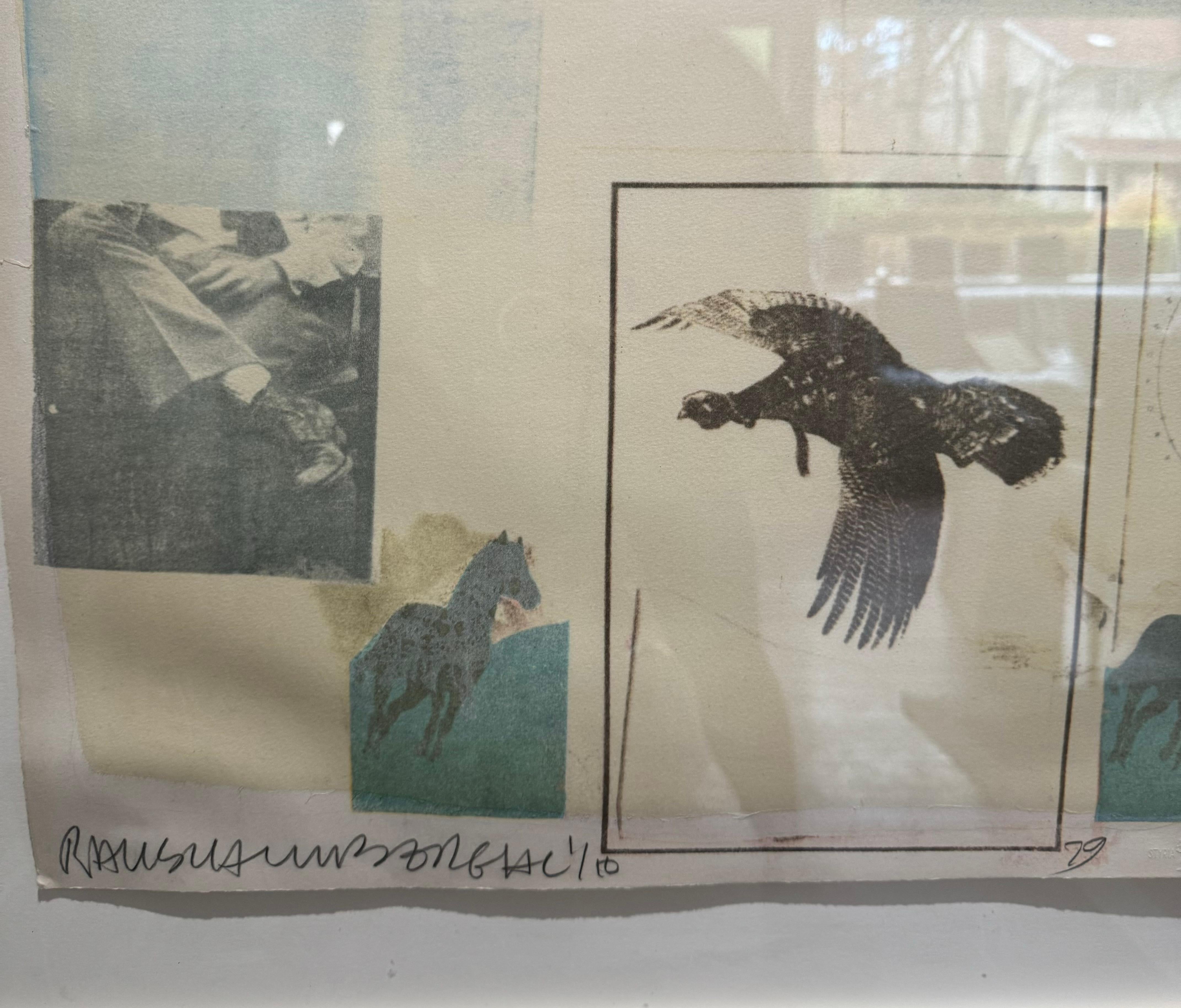Robert Rauschenberg (1925-2008)
Why you can't tell # 1, aus Suite of Nine Prints
Farboffsetlithographie mit Collage, 1979, auf Velin, aus der Neuner-Serie, mit Bleistift signiert und datiert, bezeichnet und nummeriert H.C. 1/10, ein hors commerce