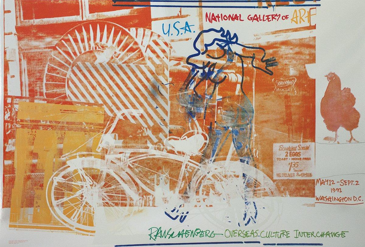 Paper Size: 26.5 x 39 inches ( 67.31 x 99.06 cm )
 Image Size: 26.5 x 39 inches ( 67.31 x 99.06 cm )
 Framed: No
 Condition: A: Mint
 
 Additional Details: First edition exhibition poster with foil on heavy paper by Rauschenberg created for the