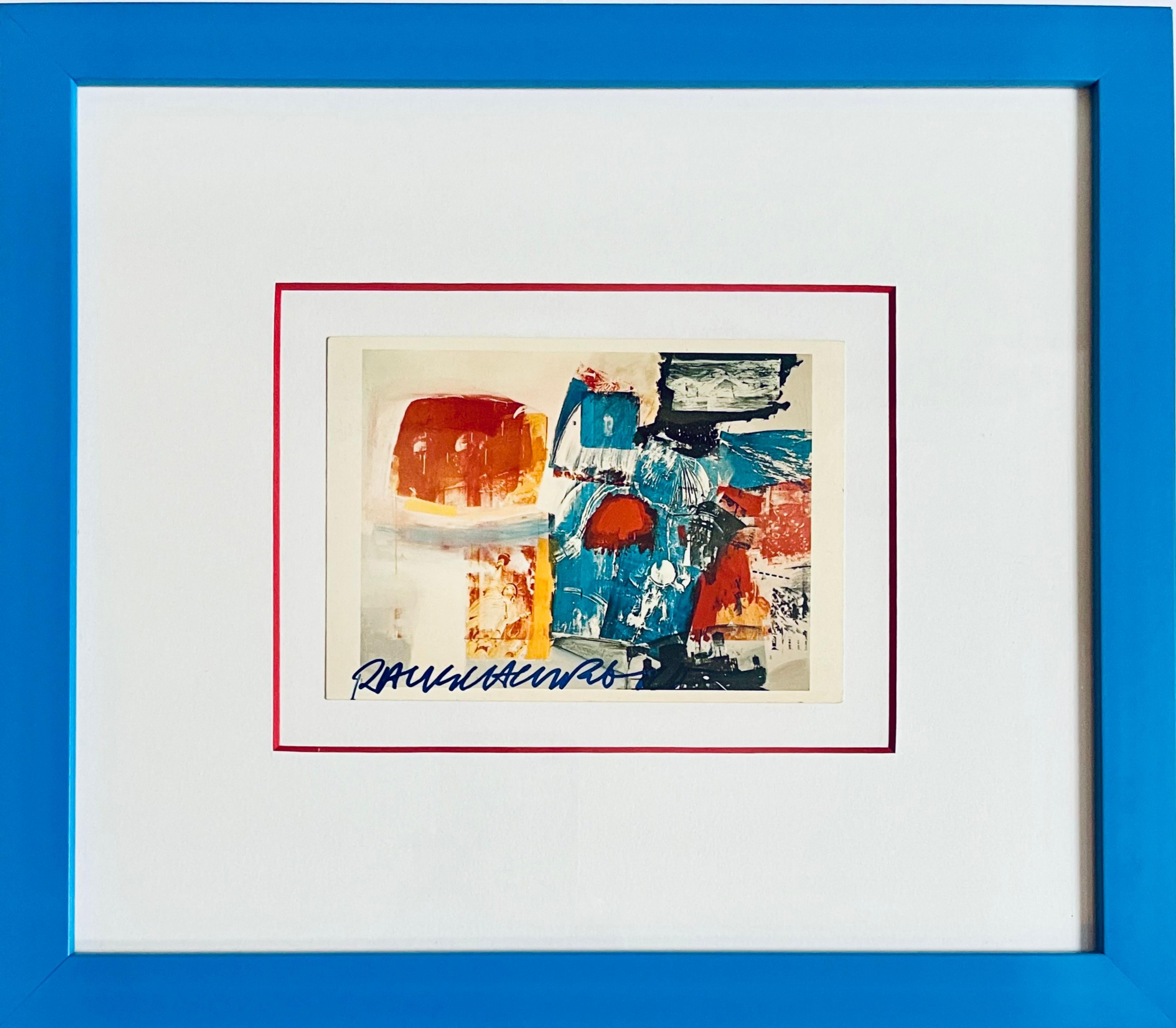 Art Card: Robert Rauschenberg, Creek, 1964 Hand Signed offset postcard, Framed