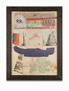 "At Leo''s", Poster Print of Collage, Colours, and Drawing, Signed by the Artist
