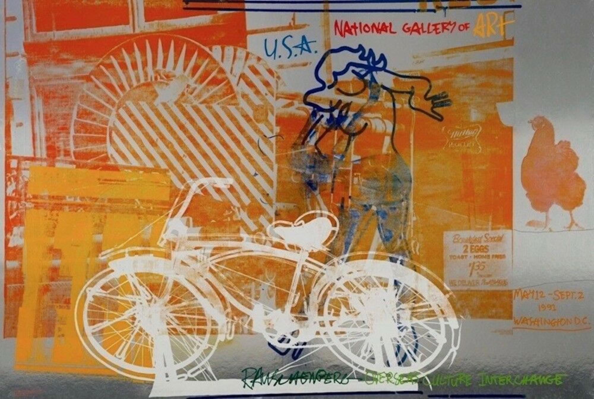 Robert Rauschenberg Landscape Print - Bicycle, 1991 National Gallery of Art Exhibition Poster