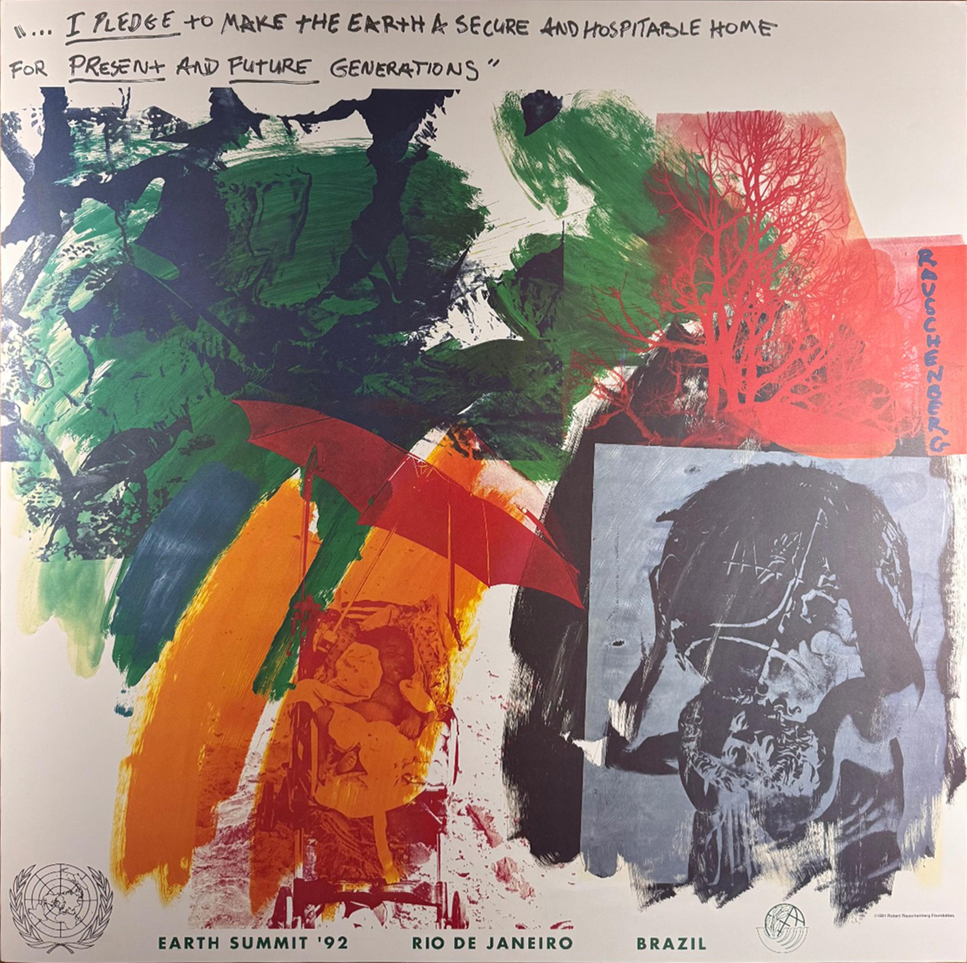 Robert Rauschenberg, American (1925 - 2008) - Brazil Summit, Year:  1992, Medium:  Offset Lithograph, Size:  25 x 26 in. (63.5 x 66.04 cm)