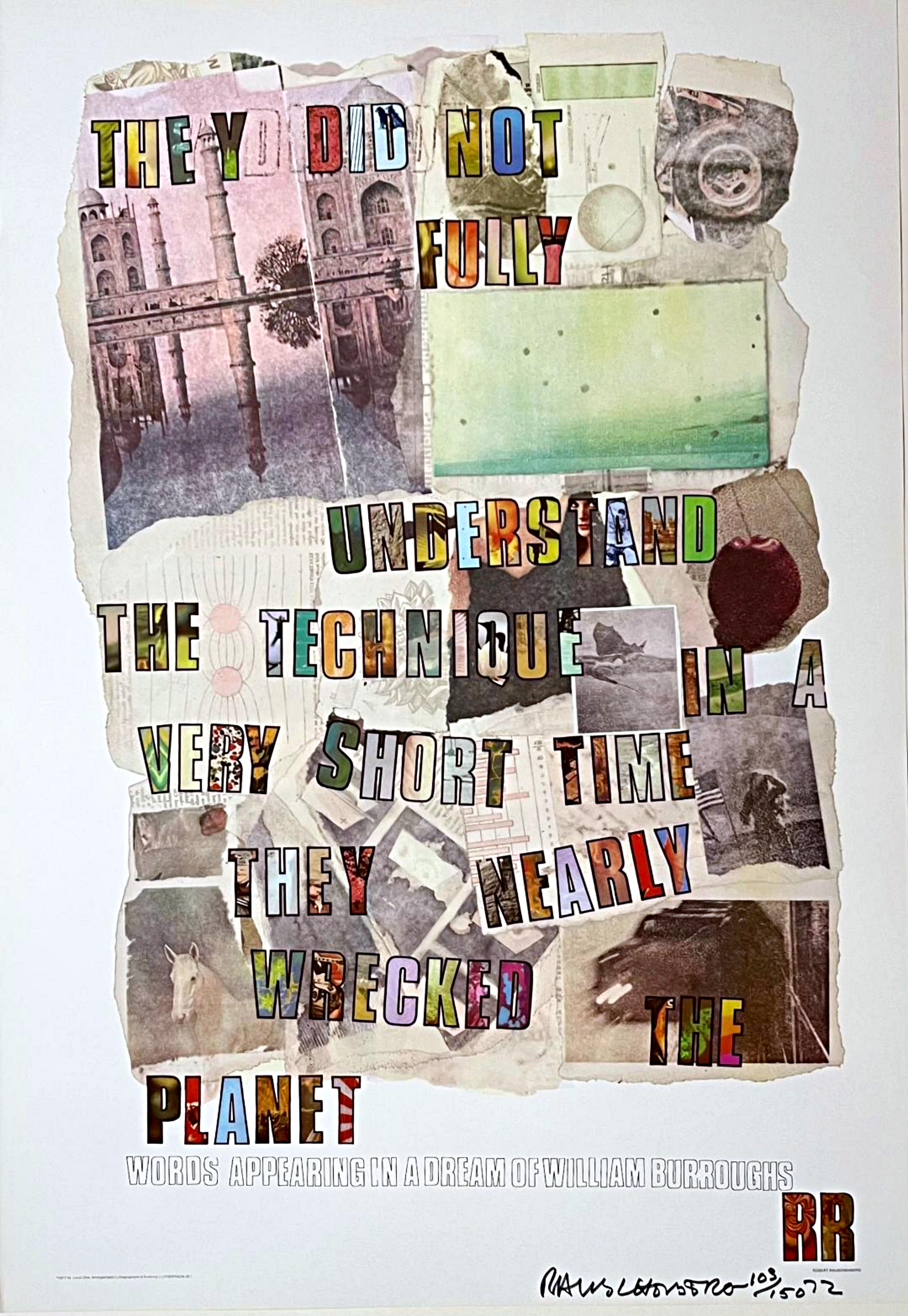 Robert Rauschenberg Print - Dream of William Burroughs (rare 1970s limited edition lithograph) for Earth Day