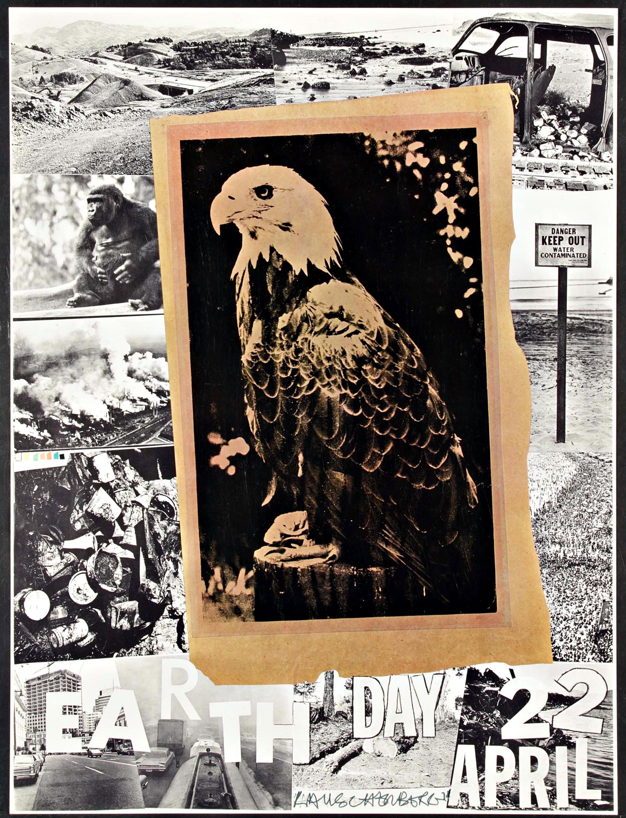 Día de la Tierra, Cartel litográfico histórico original de edición limitada Rauschenberg