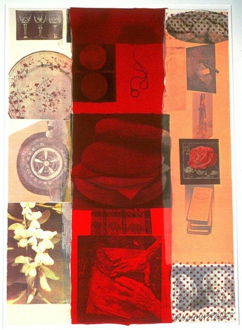 
A screenprint with collage created by Robert Rauschenberg in 1979, Flirt is an outstanding example of the artist’s work – complex without being overwhelming, colorful without being overpowering, and vastly interesting and enjoyable.  Measuring 32 x