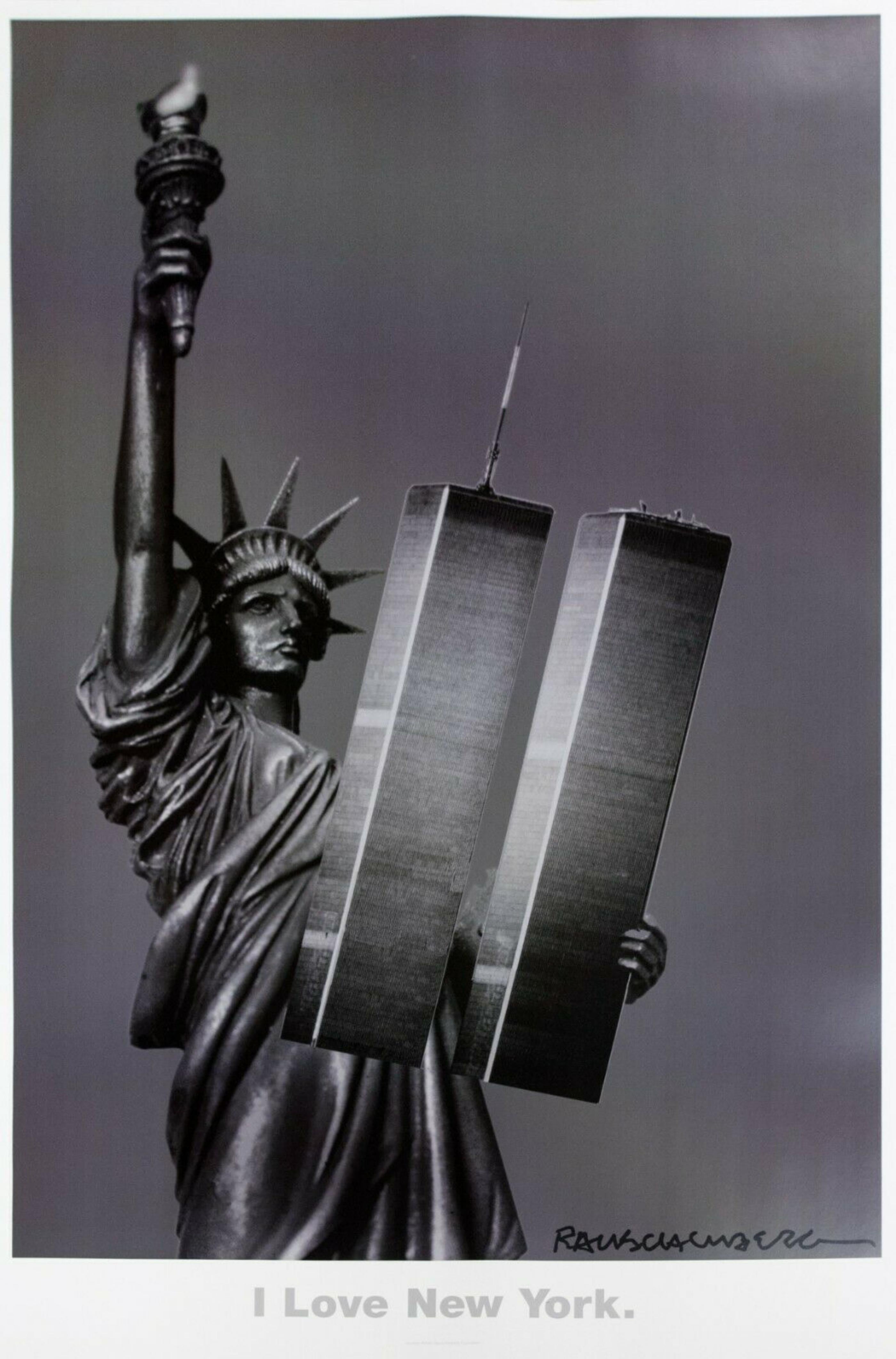 Robert Rauschenberg
I Love New York, 2001 (LARGE)
Plate signed on the front
Offset lithograph on high quality wove paper
39.25" x  25 inches
(This ships rolled in a tube measuring 37" x 6" x 6")
Limited Edition of 300 (unnumbered)
Printed by ULAE