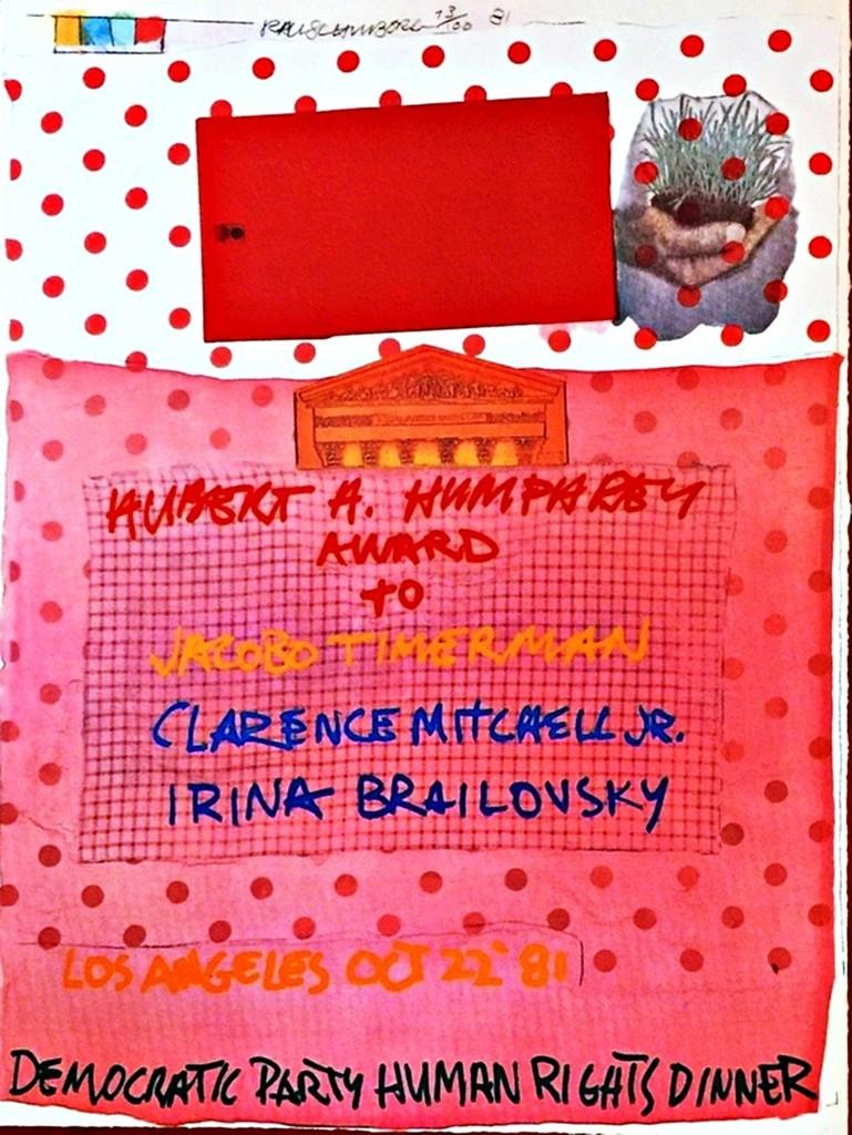 Robert Rauschenberg Human Rights Dinner Signed Pop Art print edition of only 100