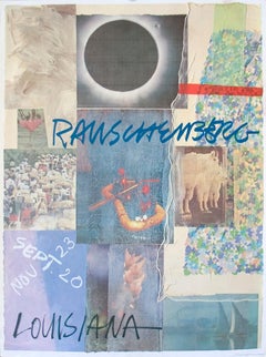 Vintage Robert Rauschenberg-Louisiana-31" x 23"-Poster-1981-Pop Art-Multicolor, Blue