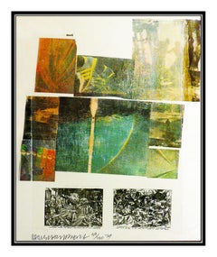 Robert Rauschenberg Original Color Silkscreen Fabric Collage Signed Modern Art