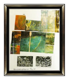 Vintage Robert Rauschenberg Original Color Silkscreen Fabric Collage Signed Modern Art