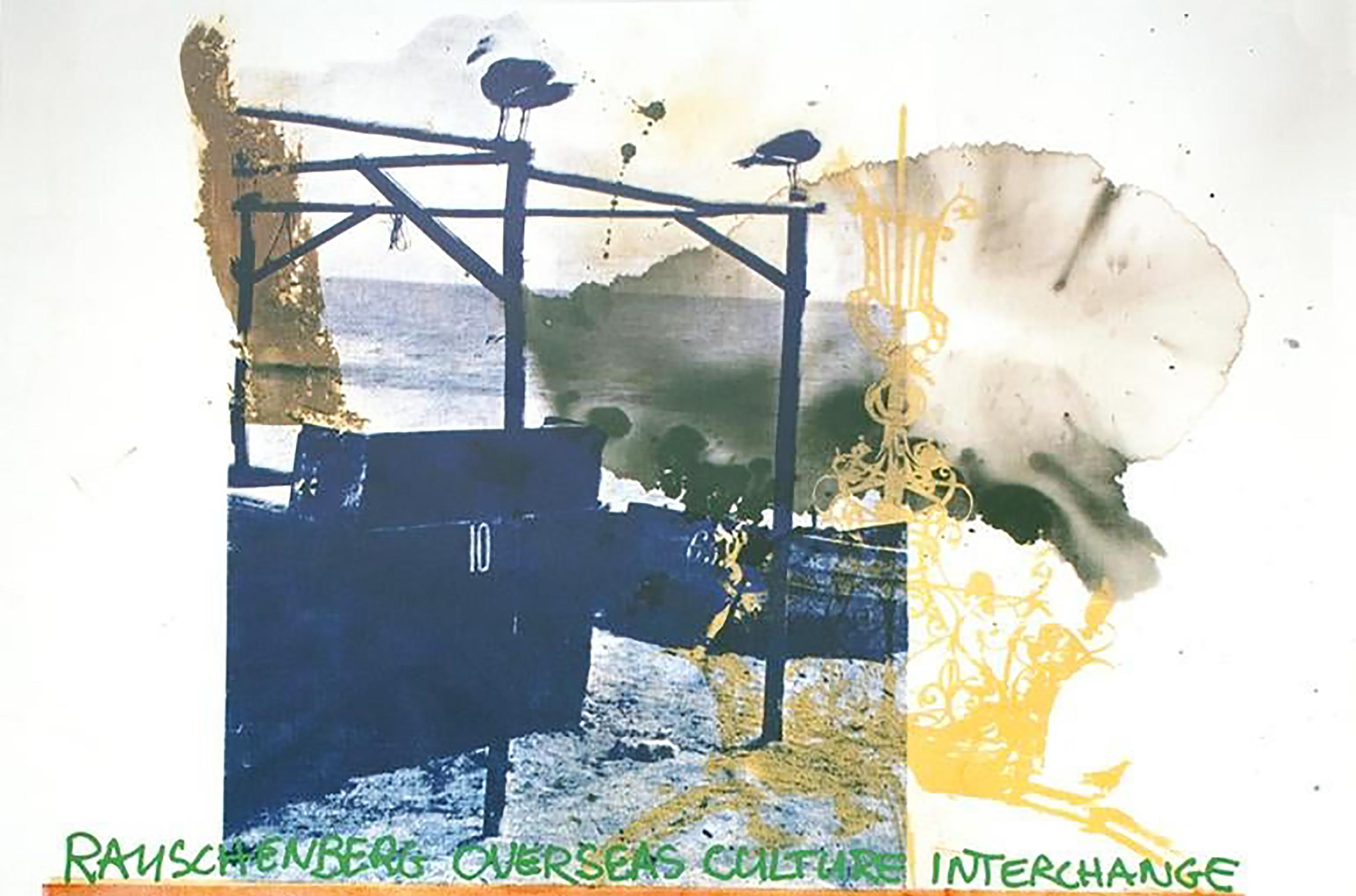 Chile SIGNED 34.5" x 24" Offset Lithograph 1985 Pop ROBERT RAUSCHENBERG ROCI 