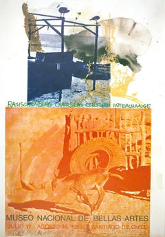 Vintage Robert Rauschenberg, "ROCI: Chile" (1985), signed offset lithograph on paper