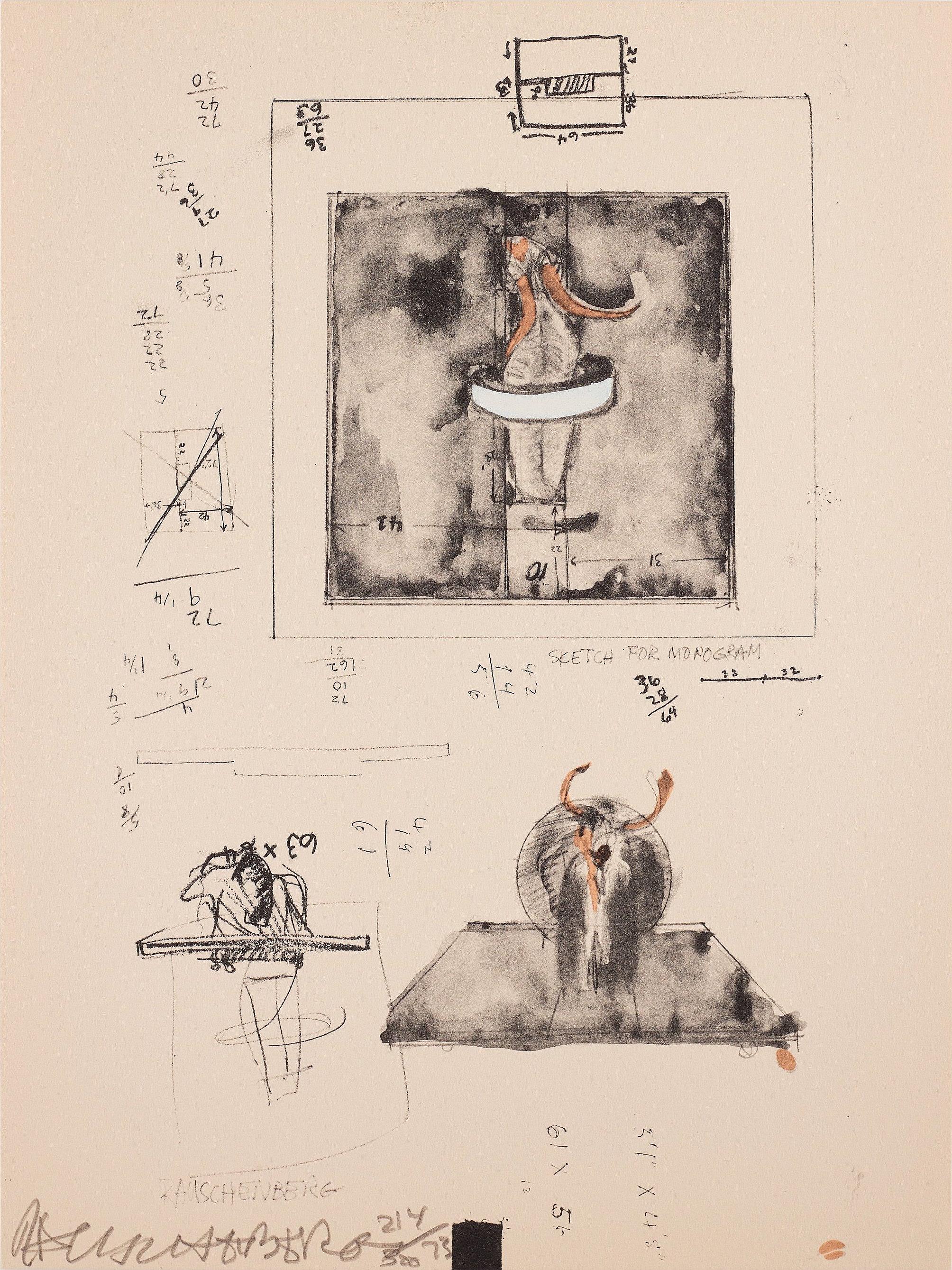 Robert Rauschenberg
Untitled [Sketch for Monogram, 1959], 1973

Screenprint and lithograph in colours, on rag paper
Signed, dated and numbered from the edition of 300
With the artist's copyright inkstamp verso
From The New York Collection for