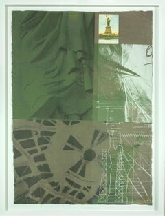 "Statue of Liberty" signed screen print and collage by Robert Rauschenberg