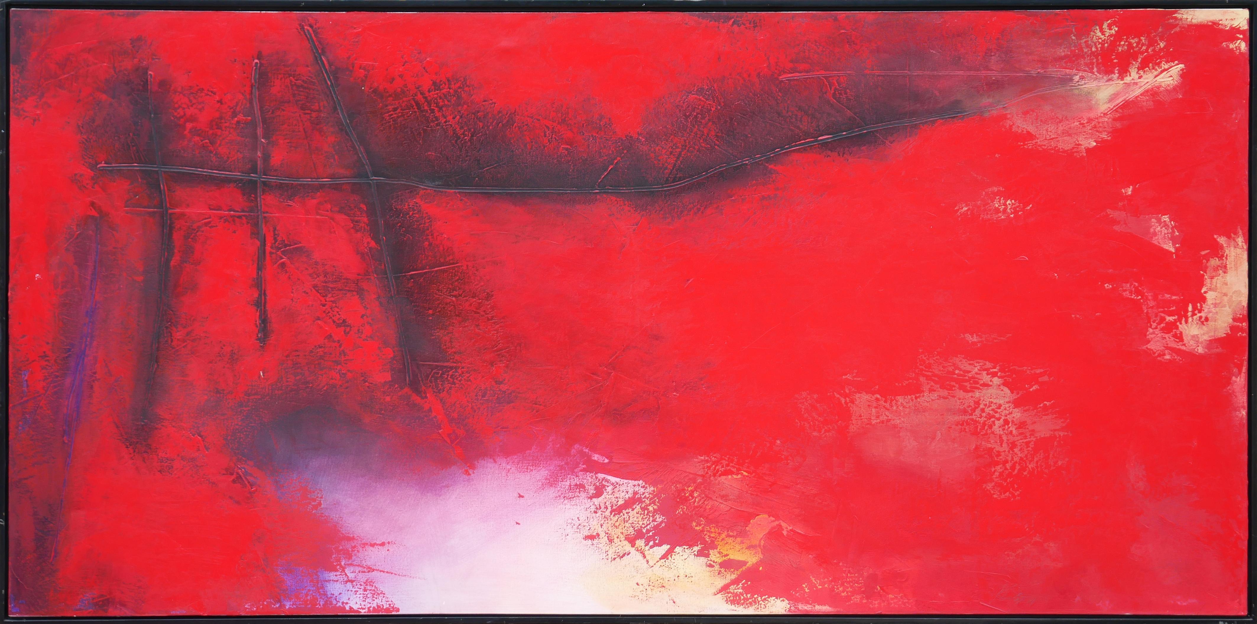 Robert Rector Abstract Painting - Large Bright Red Abstract Expressionist Painting