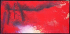 Large Bright Red Abstract Expressionist Painting 