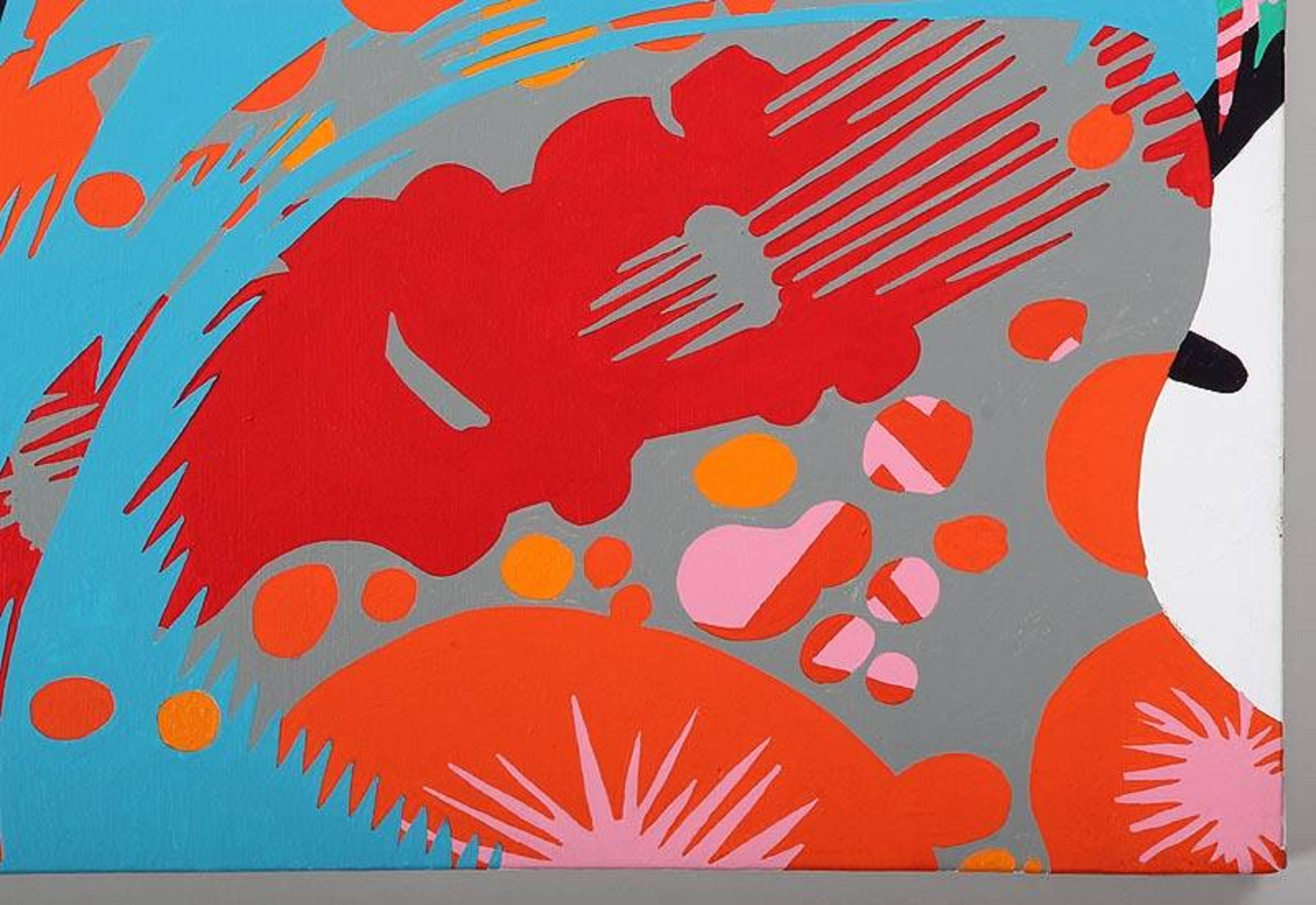 Untitled Abstract Acrylic Painting from Cartoon Series - Brown Abstract Painting by Robert Reitzfeld