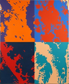 Vintage American Abstract Pop Art Large Original Signed Oil Painting