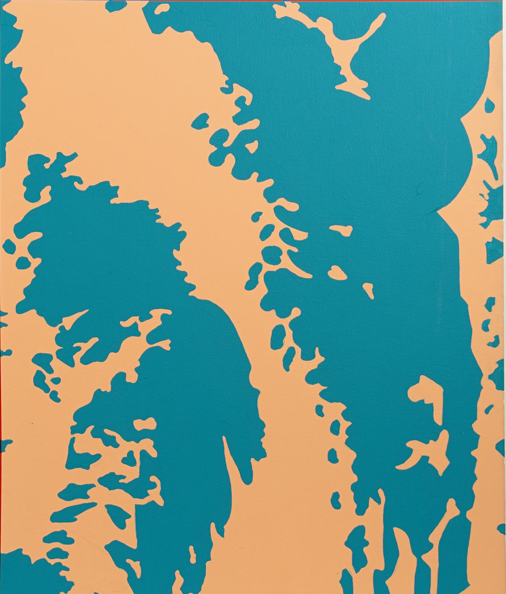 Pintura al óleo vintage estadounidense modernista abstracta firmada por Robert Reitzfeld.  Óleo sobre lienzo.  Firmado en el reverso.  