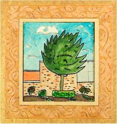 "Artichoke Tree, " Original Framed Landscape Oil signed on back by Robert Richter