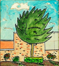 "Artichoke Tree, " Original Framed Landscape Oil signed on back by Robert Richter