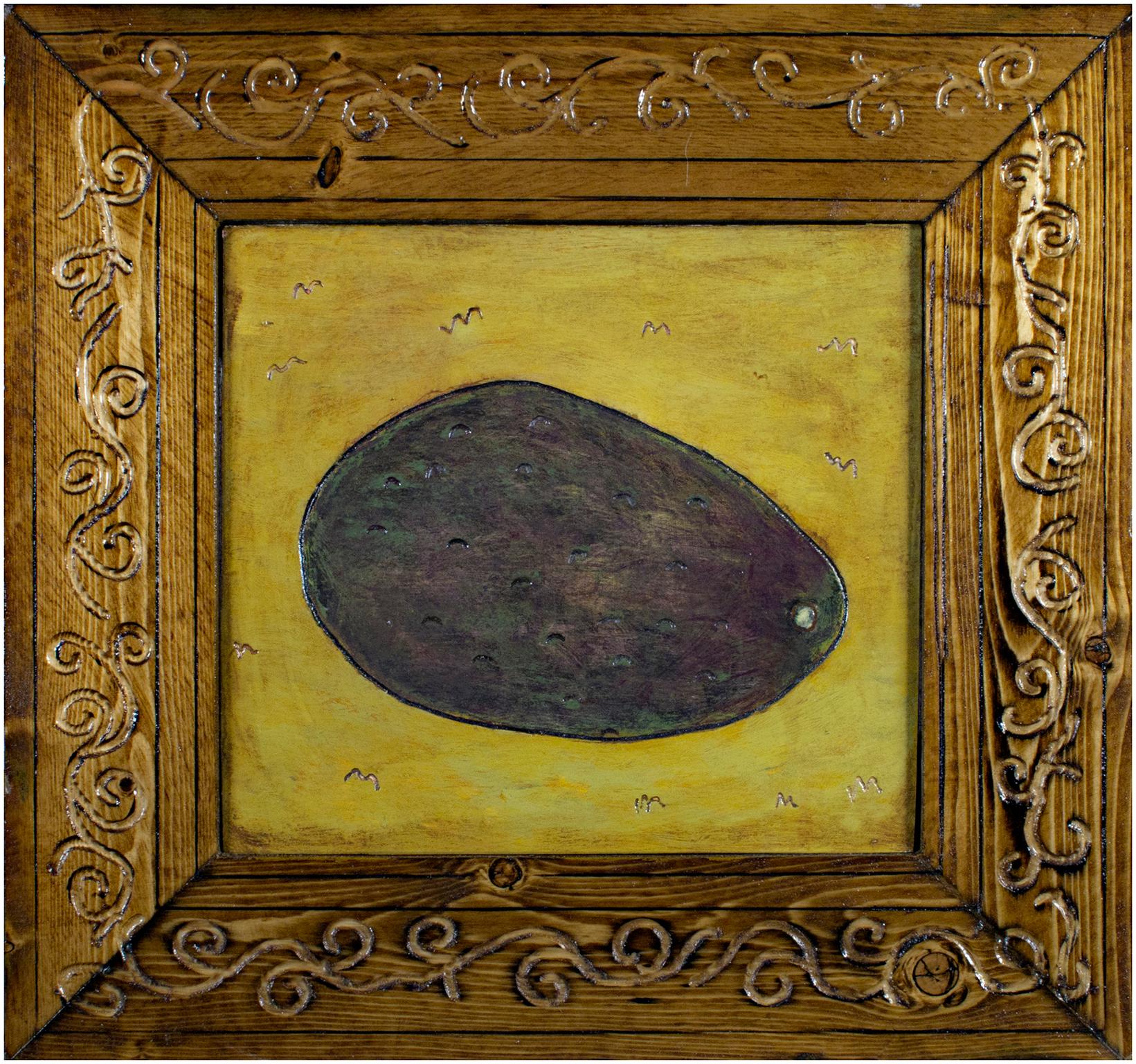"Avocado", Nature morte originale encadrée, huile signée au dos par Robert Richter