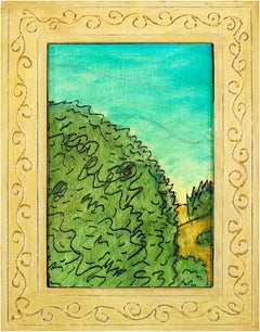 "Bodega Tree, " Original Cropped Green Landscape Oil signed by Robert Richter