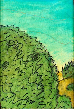 "Bodega Tree, " Original Cropped Green Landscape Oil signed by Robert Richter