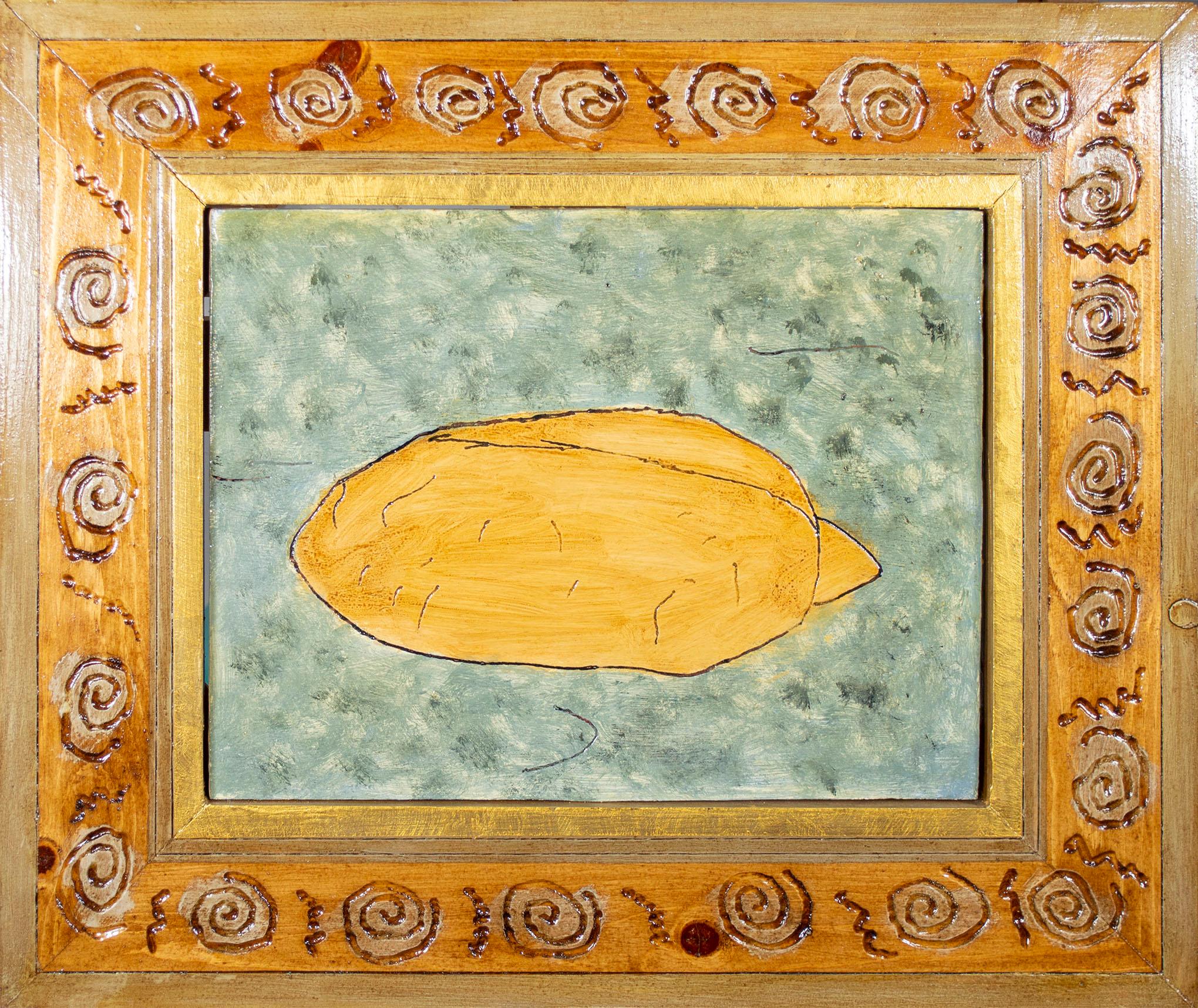 'Bread on Carpet' original oil on wood painting signed by Robert Richter