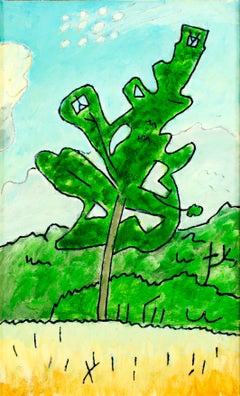 'Circle Clouds' original oil on wood painting signed by Robert Richter