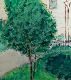 ""Club House - Chenequa Country Club", Öl auf Holz, signiert von Robert Richter