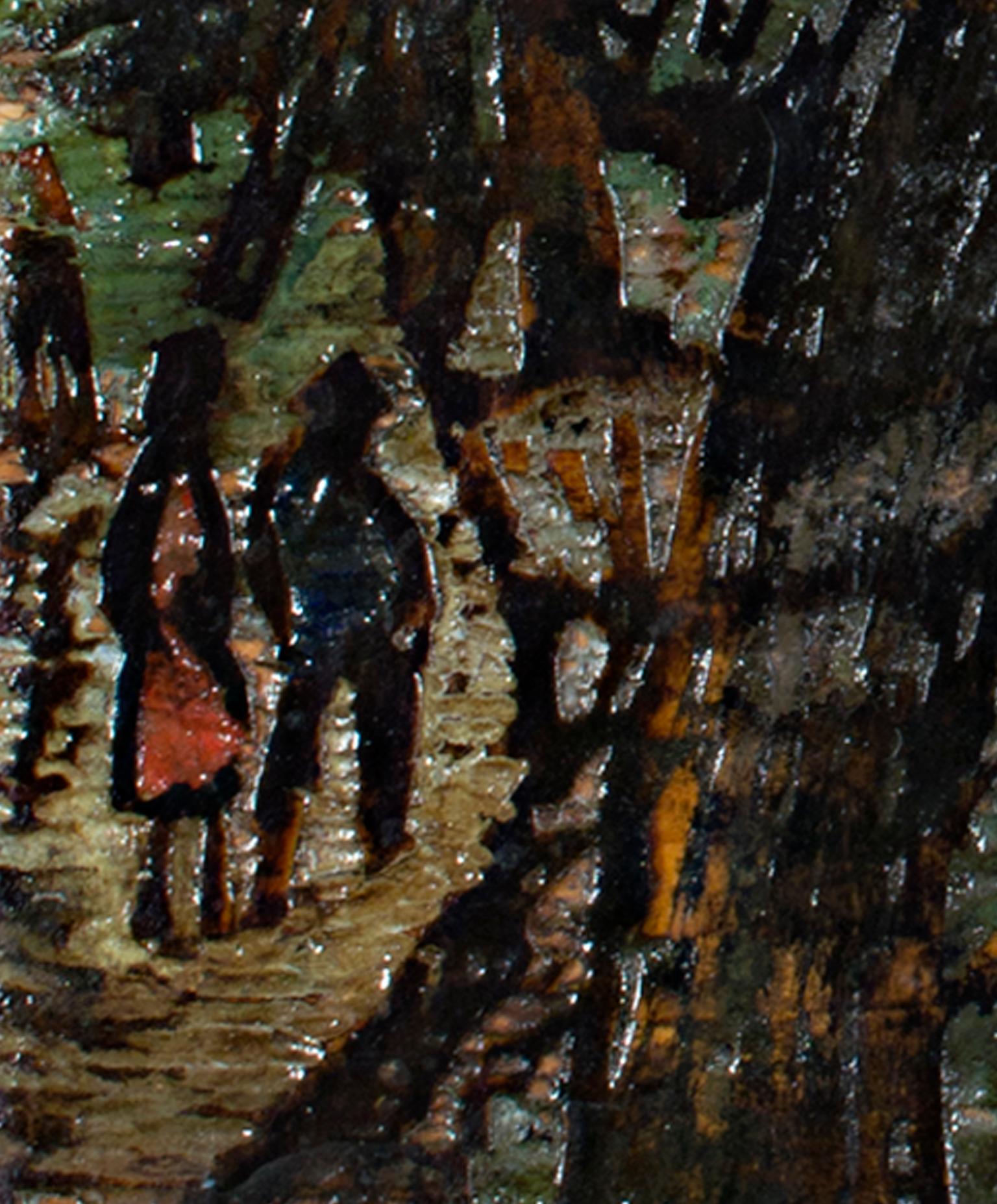 « Couple in Woods, », huile sur bois originale encadrée signée par Robert Richter en vente 2
