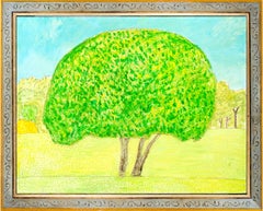 Used "Couple Tree, " Original Bright Landscape Oil on Wood signed by Robert Richter