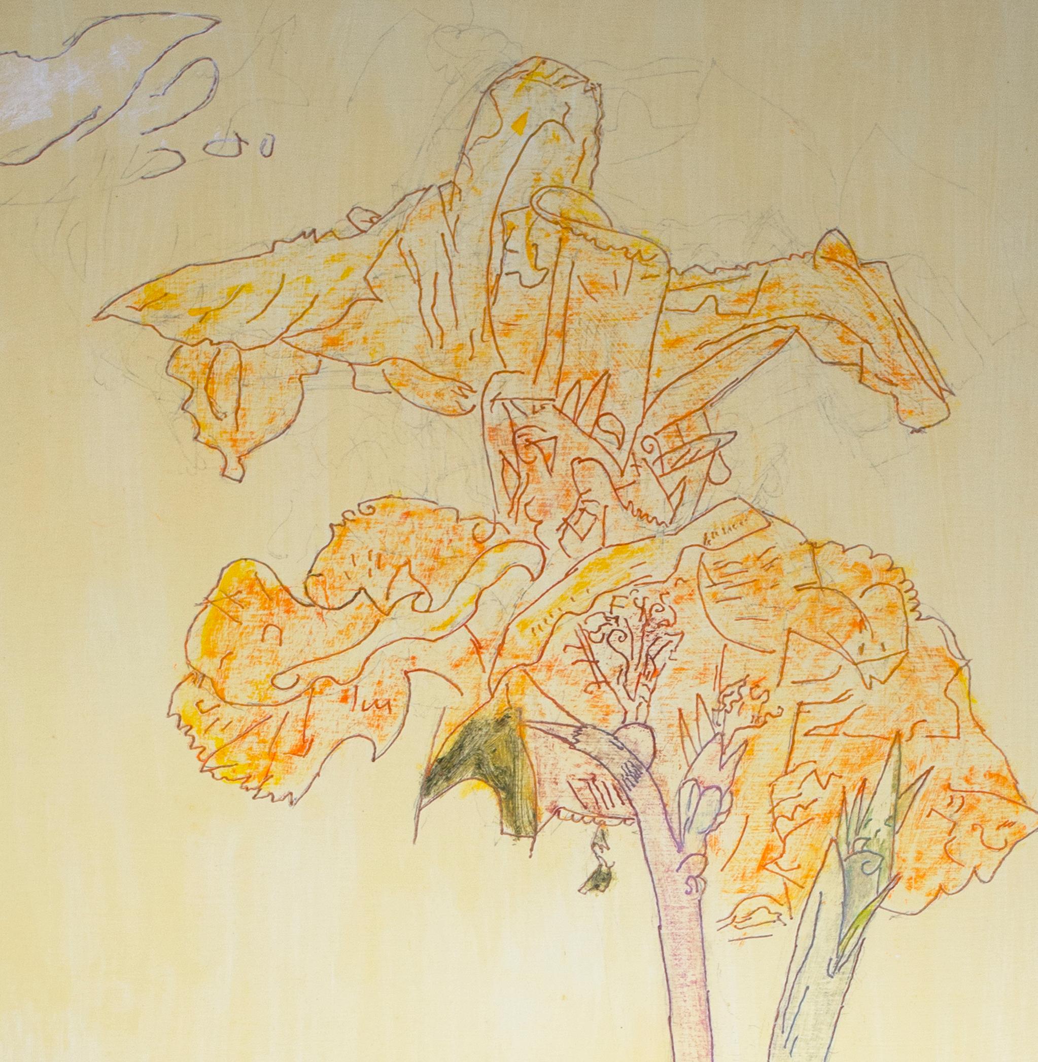 'Flower Dancer' original oil on wood painting signed by Robert Richter For Sale 1