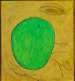 "Green Apple, " Original Framed Still-life Oil signed on back by Robert Richter