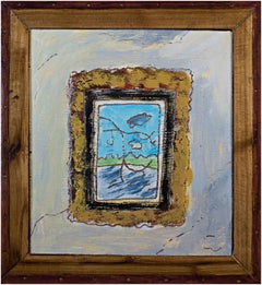 "Lake and Cloud" Original Framed Trompe L'oeil Oil signed by Robert Richter